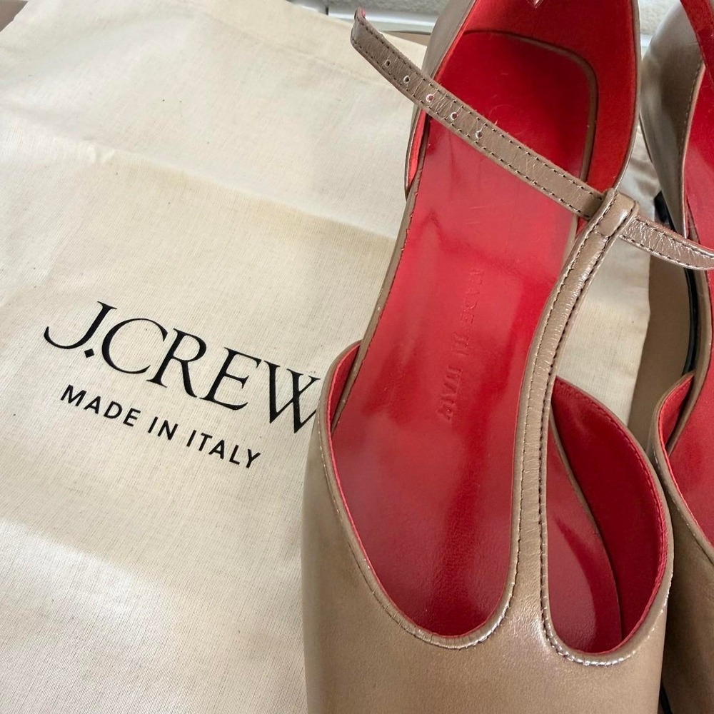 J.Crew Made-in-Italy T-strap heels in leather tan leather T-strap heels - Size 8 - Picture 3 of 6